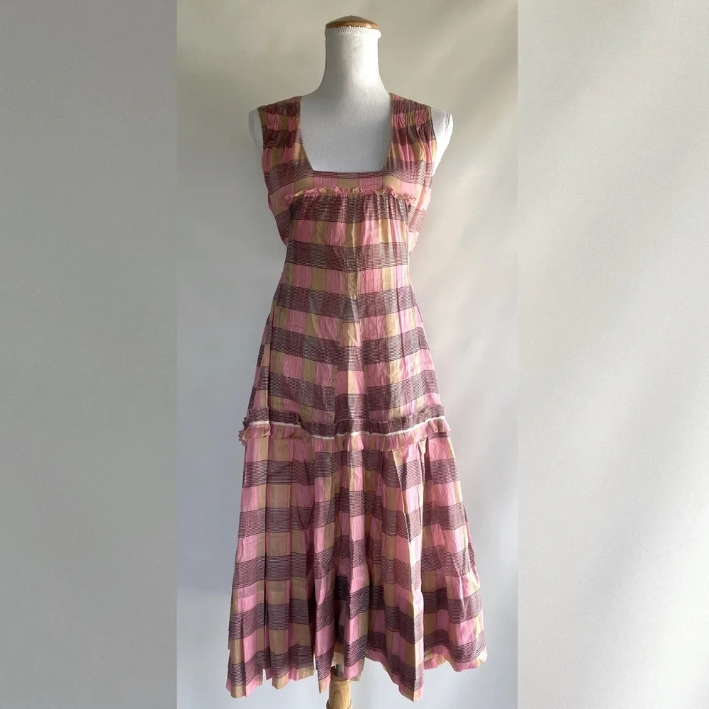 Prada Pink Plaid Pinafore Dress - sz 46(IT) - Picture 2 of 9